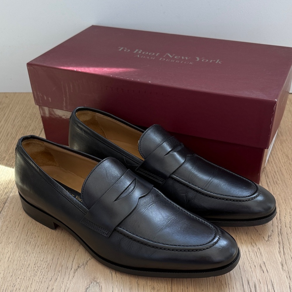 To Boot New York Men's Classic Black Leather Tesoro Penny loafers
